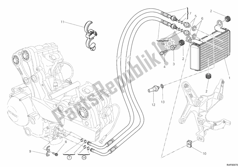 Todas as partes de Radiador De óleo do Ducati Multistrada 1200 USA 2010